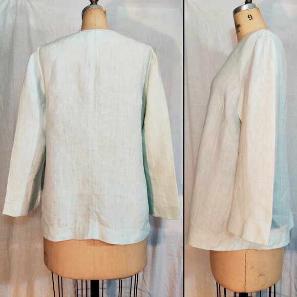 EUC Lafayette 148 New York 3/4 Sleeve Linen Cardigan Jacket Mint Green - Small 6 - Picture 3 of 9